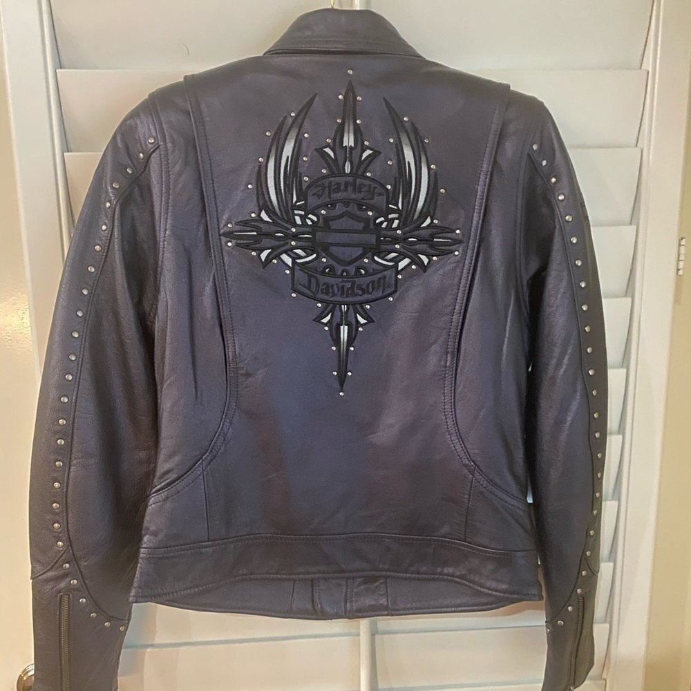 Women's Harley Davidson Leather Jacket Dark Purple​​​​​​​​ - Picture 2 of 9